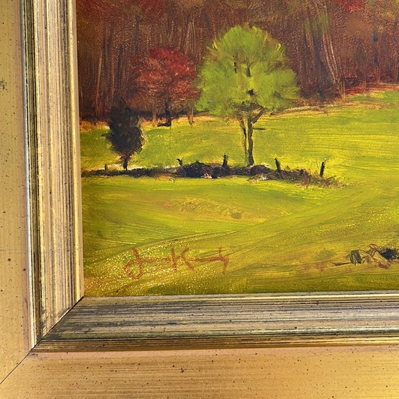 “Landscape in Spring Green” Painting by James Kennedy in custom gold frame. - Picture 4 of 10